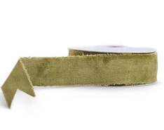 1.5" OLIVE GREEN VELVET RIBBON - SOLD BY ROLL (10 yards)