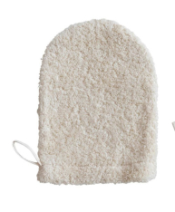 COTTON TERRY CLOTH SHOWER MITT - CREAM