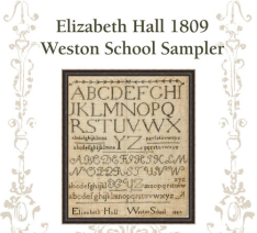 ELIZABETH HALL 1809 WESTON SCHOOL SAMPLER KIT - 36 count Linen (Pattern Included)