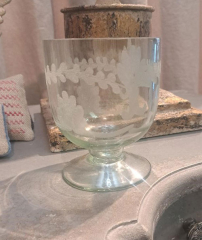 ETCHED GLASS FLORENCE FOOTED VASE