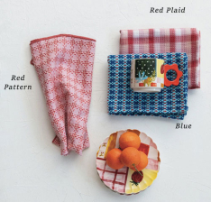 WOVEN COTTON TEA TOWEL-RED PATTERN